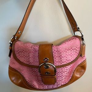 Coach, pink purse and wallet, signature